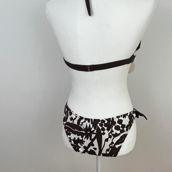 BCBG Maxazria brown and white floral halter bikini - Picture 2 of 4